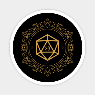 Polyhedral D20 Dice Monogram Bronze Tabletop RPG Magnet